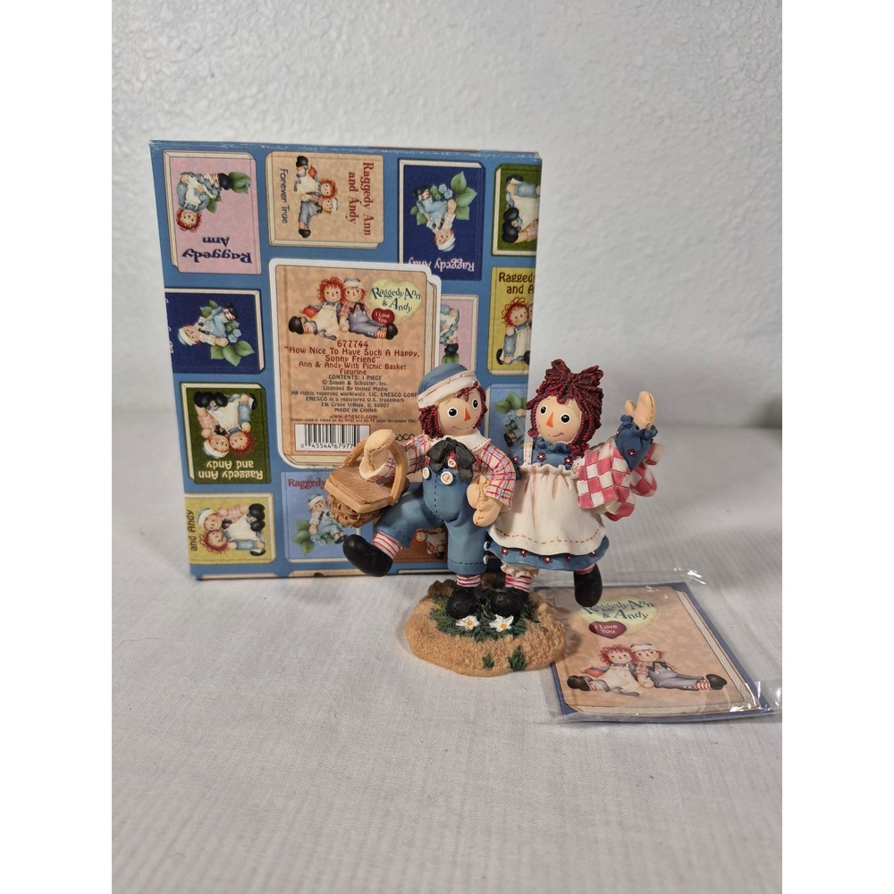 Enesco Raggedy Ann and Andy Picnic Figurine 677744 Happy Sunny Friend Boxed